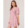 imageAllegra K Womens Chiffon Dress Puff Short Sleeve Ruffled Hem ALine Mini DressesDusty Pink
