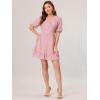 imageAllegra K Womens Chiffon Dress Puff Short Sleeve Ruffled Hem ALine Mini DressesDusty Pink