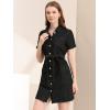 imageAllegra K Womens Denim Jean Dress 2024 Summer Casual Collared Belted Button Down Denim Shirt DressesBlack