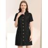 imageAllegra K Womens Denim Jean Dress 2024 Summer Casual Collared Belted Button Down Denim Shirt DressesBlack
