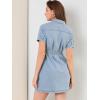 imageAllegra K Womens Denim Jean Dress 2024 Summer Casual Collared Belted Button Down Denim Shirt DressesBlue