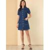 imageAllegra K Womens Denim Jean Dress 2024 Summer Casual Collared Belted Button Down Denim Shirt DressesDark Blue
