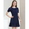 imageAllegra K Womens Elegant Short Sheer Sleeve Ruffle Hem Swiss Dots Chiffon DressBlue