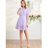 imageAllegra K Womens Elegant Short Sheer Sleeve Ruffle Hem Swiss Dots Chiffon DressPurple