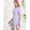 imageAllegra K Womens Elegant Short Sheer Sleeve Ruffle Hem Swiss Dots Chiffon DressPurple