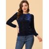 imageAllegra K Womens Halloween Velvet Top Semi Sheer BurnOut Long Sleeve Printed TopBluefloral
