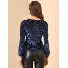 imageAllegra K Womens Halloween Velvet Top Semi Sheer BurnOut Long Sleeve Printed TopDark Blue