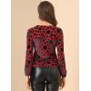 imageAllegra K Womens Halloween Velvet Top Semi Sheer BurnOut Long Sleeve Printed TopRed