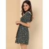 imageAllegra K Womens Peter Pan Collar Dress 2024 Floral Printed Button Bow Tie Short Sleeve Shirt DressesBlack Blue