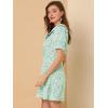 imageAllegra K Womens Peter Pan Collar Dress 2024 Floral Printed Button Bow Tie Short Sleeve Shirt DressesGreen