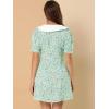 imageAllegra K Womens Peter Pan Collar Dress 2024 Floral Printed Button Bow Tie Short Sleeve Shirt DressesGreen