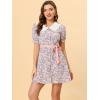 imageAllegra K Womens Peter Pan Collar Dress 2024 Floral Printed Button Bow Tie Short Sleeve Shirt DressesPink