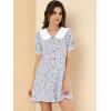 imageAllegra K Womens Peter Pan Collar Dress 2024 Floral Printed Button Bow Tie Short Sleeve Shirt DressesPurple