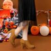 imageAllegra K Womens Platform Round Toe Chunky Heels Ankle BootiesBrown