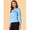 imageAllegra K Womens Satin Work Office Blouse Tie Neck Business Casual TopLight Blue