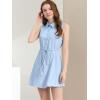 imageAllegra K Womens Sleeveless Shirt Dress Point Collar Drawstring Waist Button Down ShirtdressLight Blue