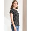 imageAllegra K Womens Summer Floral Blouse Button V Neck Ruffled Cap Short Sleeve Casual Peasant TopBlack