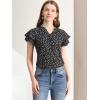 imageAllegra K Womens Summer Floral Blouse Button V Neck Ruffled Cap Short Sleeve Casual Peasant TopBlack