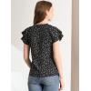 imageAllegra K Womens Summer Floral Blouse Button V Neck Ruffled Cap Short Sleeve Casual Peasant TopBlack