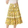 imageAllegra K Floral Skirt for Womens Tropical Lace Insert Elastic Drawstring Midi Tiered Vintage SkirtsYellow