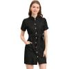 imageAllegra K Womens Denim Jean Dress 2024 Summer Casual Collared Belted Button Down Denim Shirt DressesBlack