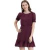 imageAllegra K Womens Elegant Short Sheer Sleeve Ruffle Hem Swiss Dots Chiffon DressWine