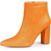 imageAllegra K Womens Glitter Pointed Toe Chunky Heel Ankle BootsOrange