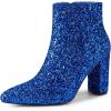 imageAllegra K Womens Glitter Pointed Toe Chunky Heel Ankle BootsRoyal Blue