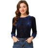 imageAllegra K Womens Halloween Velvet Top Semi Sheer BurnOut Long Sleeve Printed TopBluefloral