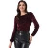 imageAllegra K Womens Halloween Velvet Top Semi Sheer BurnOut Long Sleeve Printed TopBurgundy