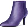 imageAllegra K Womens Velvet Pointy Toe Stiletto Heels Ankle BootsPurple