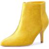 imageAllegra K Womens Velvet Pointy Toe Stiletto Heels Ankle BootsYellow