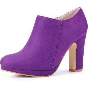 imageAllegra K Womens Platform Round Toe Chunky Heels Ankle BootiesPurple