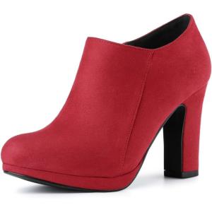 imageAllegra K Womens Platform Round Toe Chunky Heels Ankle BootiesRed