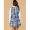 imageAllegra K Womens Peter Pan Dress 60s Clock Block Mini Long Sleeve DressesBlue White