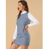 imageAllegra K Womens Peter Pan Dress 60s Clock Block Mini Long Sleeve DressesBlue White