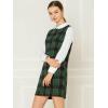 imageAllegra K Womens Peter Pan Dress 60s Clock Block Mini Long Sleeve DressesGreen