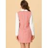 imageAllegra K Womens Peter Pan Dress 60s Clock Block Mini Long Sleeve DressesPink