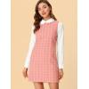 imageAllegra K Womens Peter Pan Dress 60s Clock Block Mini Long Sleeve DressesPink