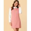 imageAllegra K Womens Peter Pan Dress 60s Clock Block Mini Long Sleeve DressesPink