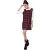 imageAllegra K Womens Peter Pan Dress 60s Clock Block Mini Long Sleeve DressesRed