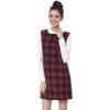 imageAllegra K Womens Peter Pan Dress 60s Clock Block Mini Long Sleeve DressesRed