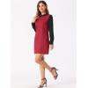 imageAllegra K Womens Peter Pan Dress 60s Clock Block Mini Long Sleeve DressesRed Solid