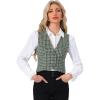imageAllegra K Plaid Vest for Womens Single Breasted Sleeveless Racerback Vintage WaistcoatDark Green