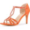 imageAllegra K Womens Rhinestone Ankle Strap Open Toe Stiletto Heels SandalsOrange