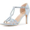 imageAllegra K Womens Rhinestone Ankle Strap Open Toe Stiletto Heels SandalsSky Blue