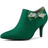 imageAllegra K Womens Pointed Toe Bow Decor Stiletto Heel Ankle BootsEmerald Green