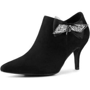 imageAllegra K Womens Pointed Toe Bow Decor Stiletto Heel Ankle BootsBlack