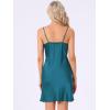 imageAllegra K Womens Satin Pajamas Cami Dress Sleepwear Spaghetti Strap Lounge Camisole NightgownsPeacock Blue