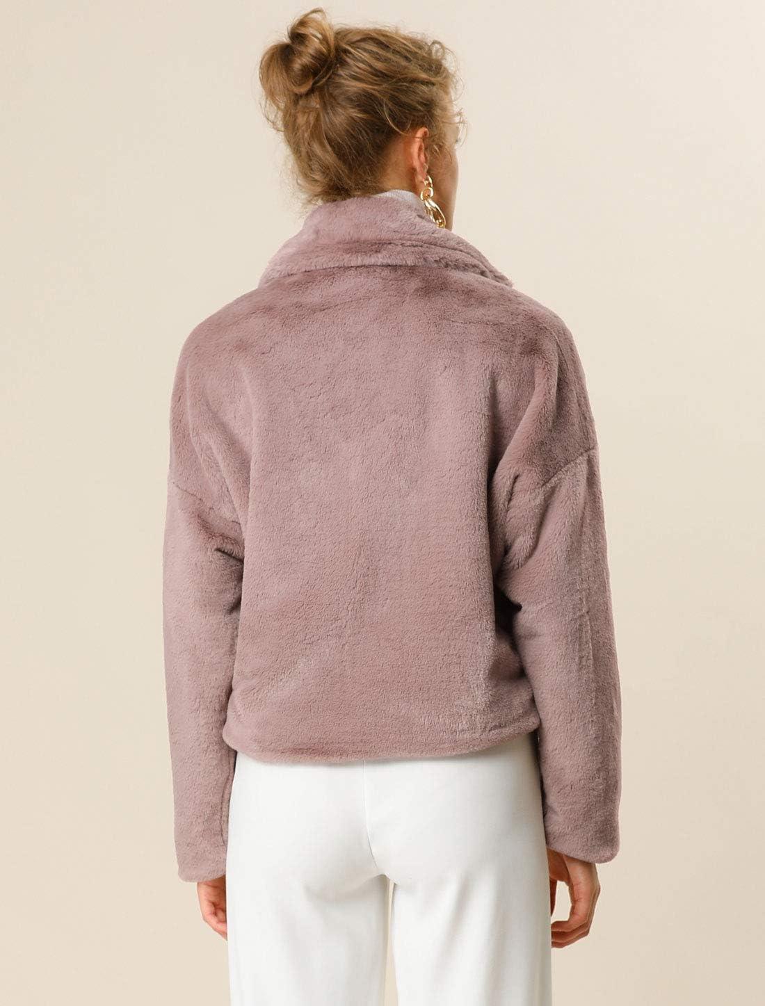 imageAllegra K Womens Winter Wedding Faux Fur Bolero Jacket Loose Formal Faux Fur CoatDusty Pink